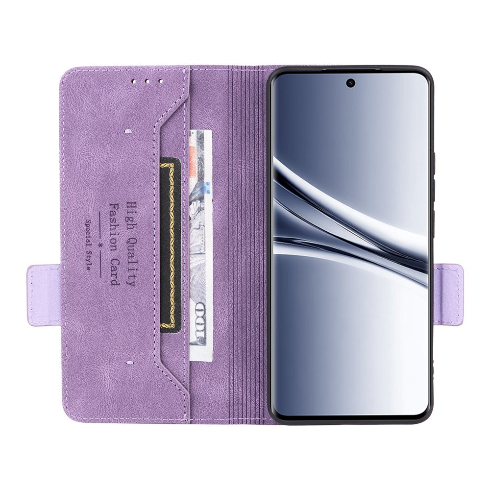 For Xiaomi Redmi Note 15 4G (Global) Case Leather Wallet Flip Phone Cover with Hardware Decor - Purple
