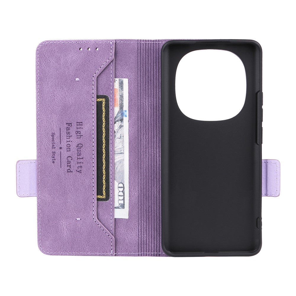 For Xiaomi Redmi Note 15 4G (Global) Case Leather Wallet Flip Phone Cover with Hardware Decor - Purple
