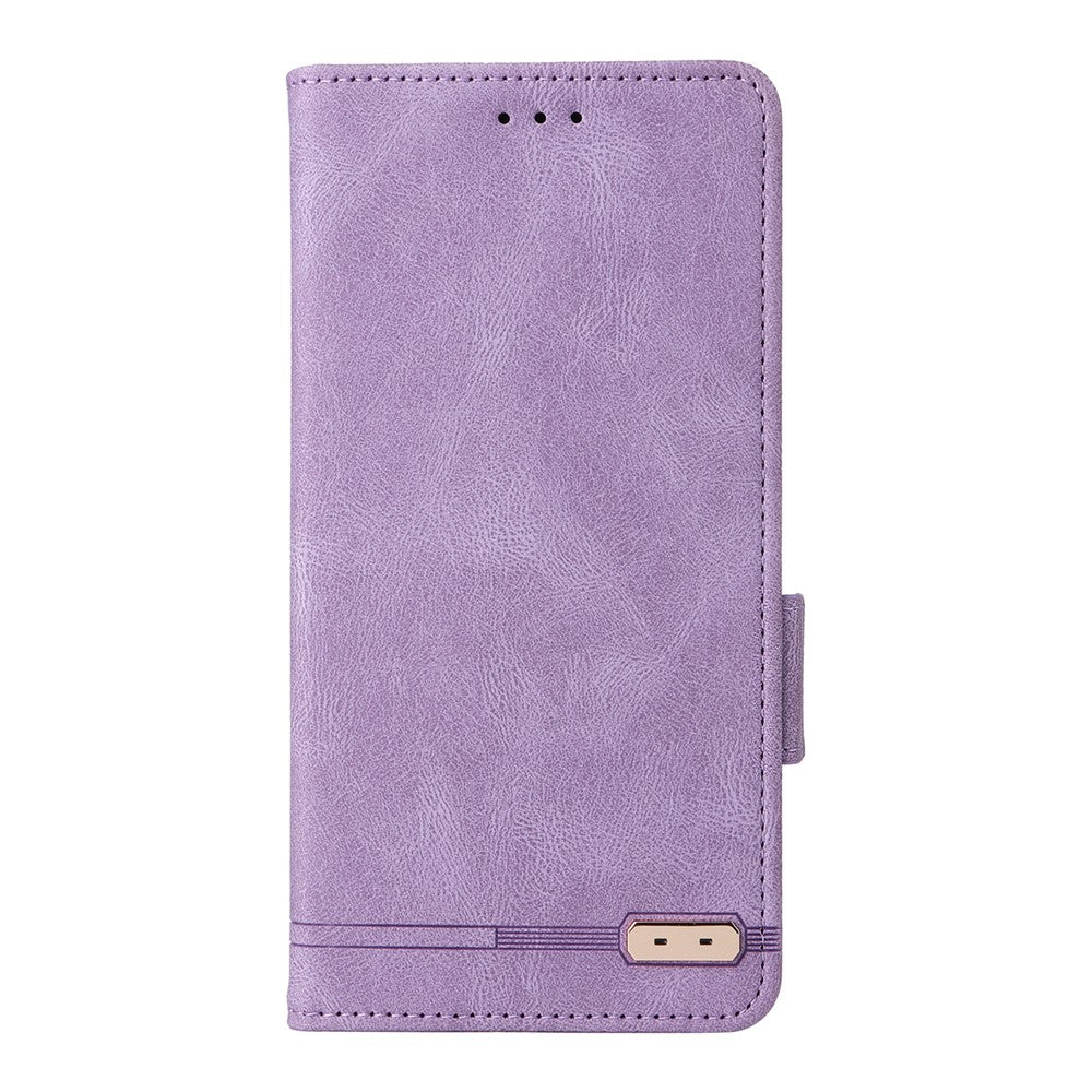 For Xiaomi Redmi Note 15 4G (Global) Case Leather Wallet Flip Phone Cover with Hardware Decor - Purple