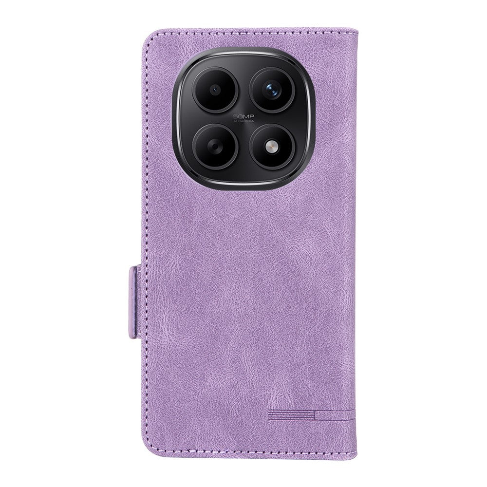 For Xiaomi Redmi Note 15 4G (Global) Case Leather Wallet Flip Phone Cover with Hardware Decor - Purple