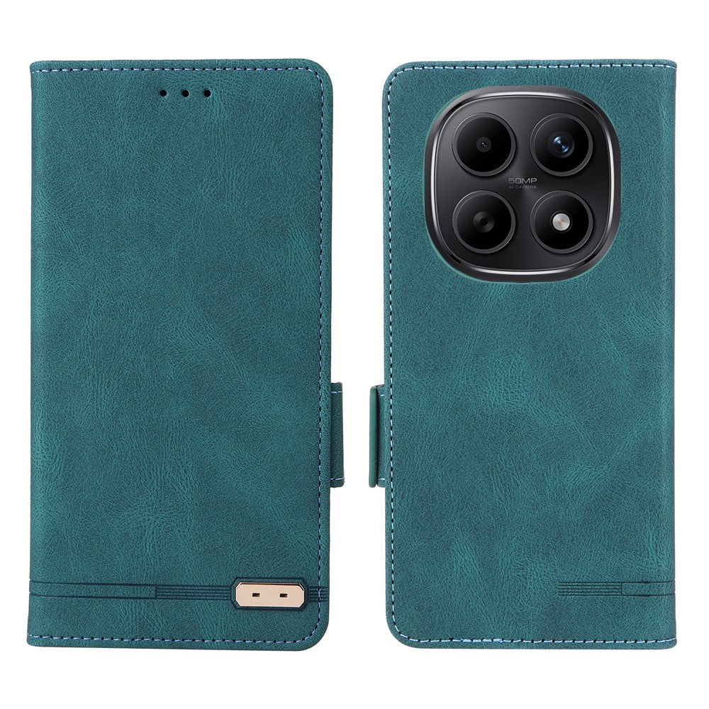 For Xiaomi Redmi Note 15 4G (Global) Case Leather Wallet Flip Phone Cover with Hardware Decor - Blue