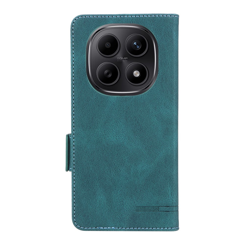 For Xiaomi Redmi Note 15 4G (Global) Case Leather Wallet Flip Phone Cover with Hardware Decor - Blue