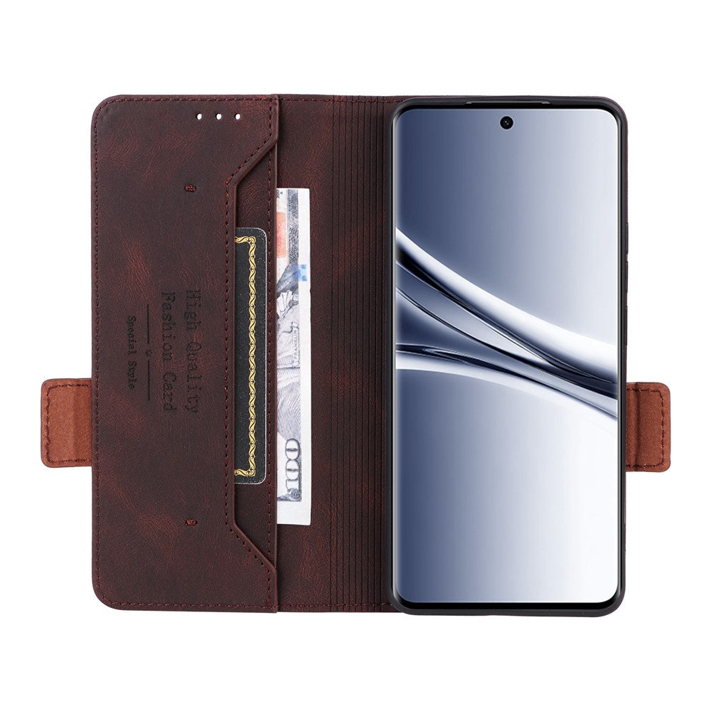 For Xiaomi Redmi Note 15 4G (Global) Case Leather Wallet Flip Phone Cover with Hardware Decor - Coffee