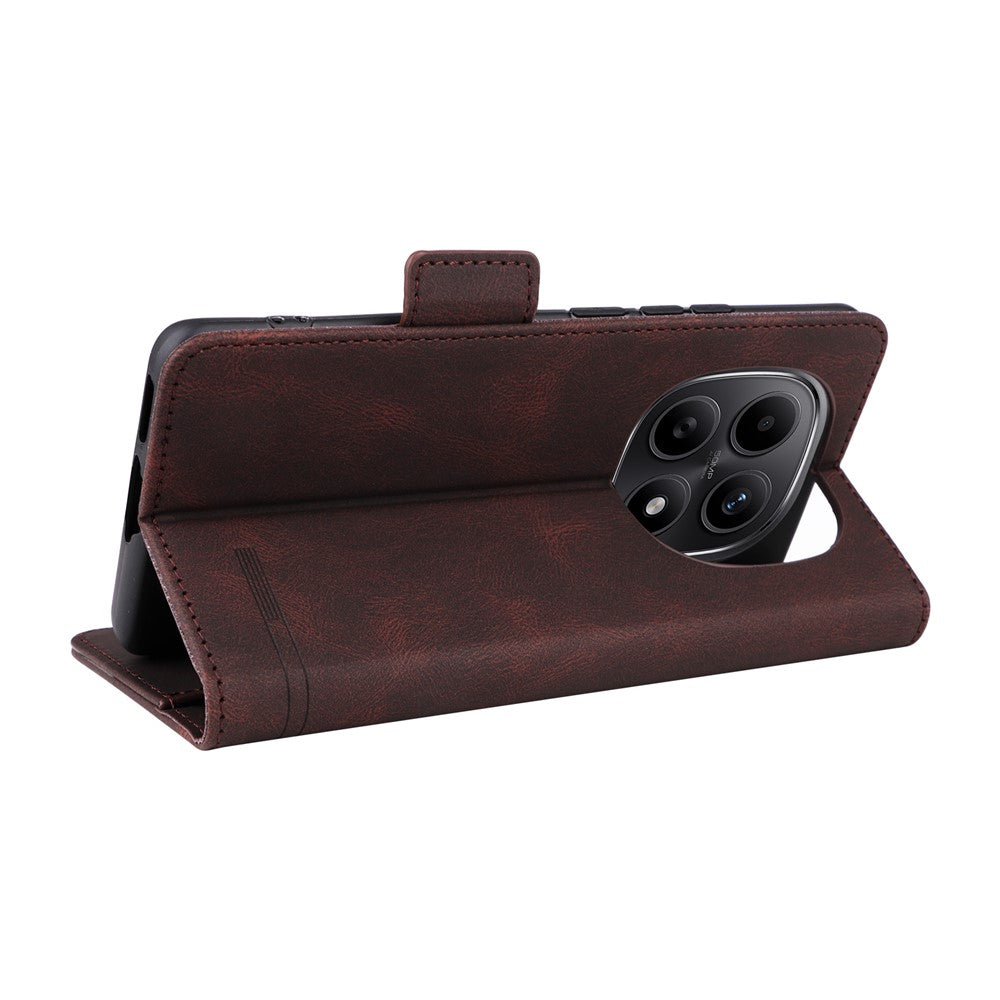 For Xiaomi Redmi Note 15 4G (Global) Case Leather Wallet Flip Phone Cover with Hardware Decor - Coffee