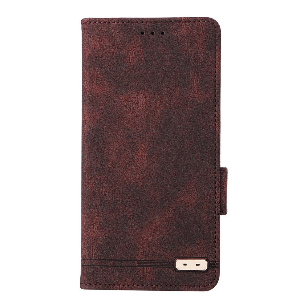 For Xiaomi Redmi Note 15 4G (Global) Case Leather Wallet Flip Phone Cover with Hardware Decor - Coffee