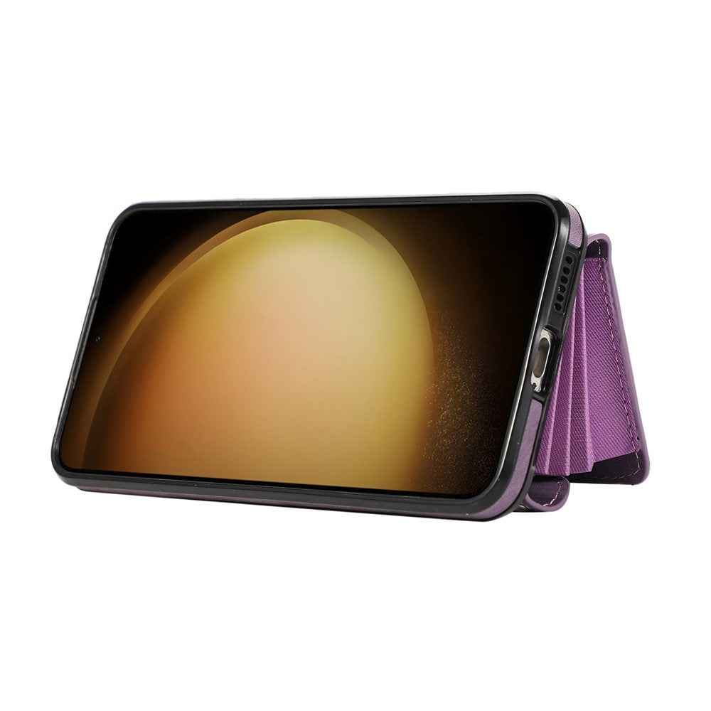 For Samsung Galaxy A57 5G Case Multiple Card Holder Kickstand TPU PU Leather + PC Phone Cover with Wrist Strap - Purple
