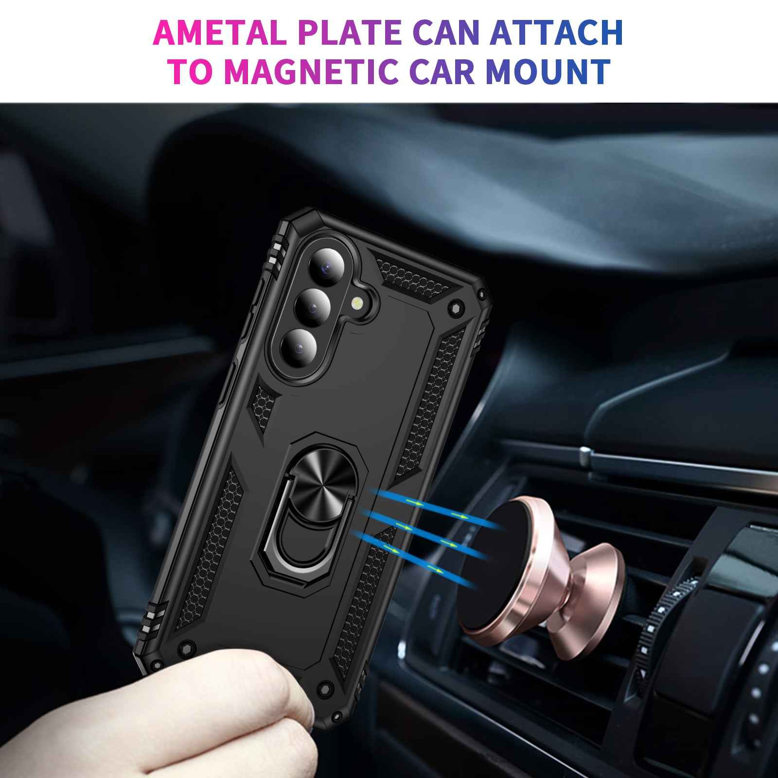 For Samsung Galaxy A57 5G Case PC + TPU Phone Cover with Kickstand - Black