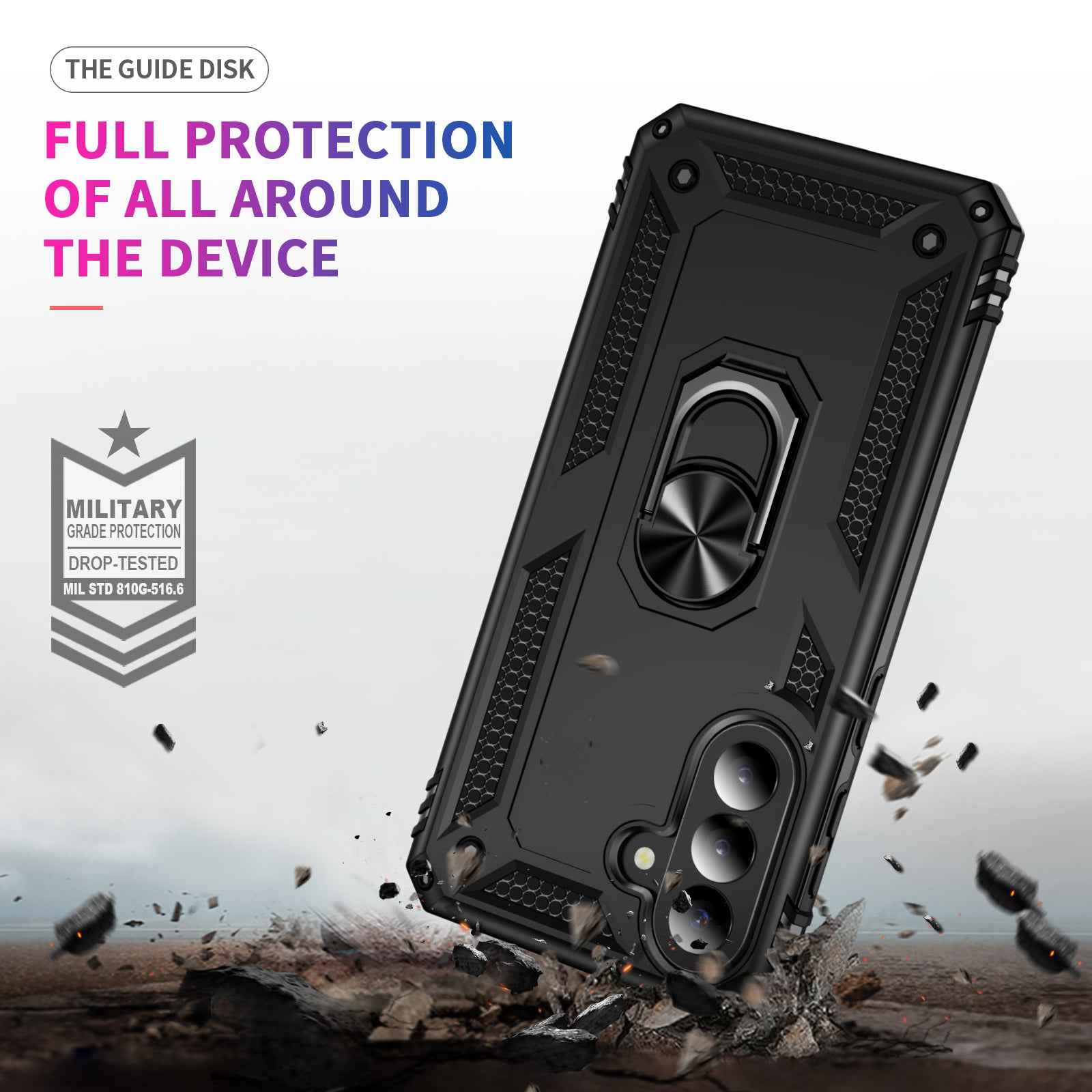 For Samsung Galaxy A57 5G Case PC + TPU Phone Cover with Kickstand - Black