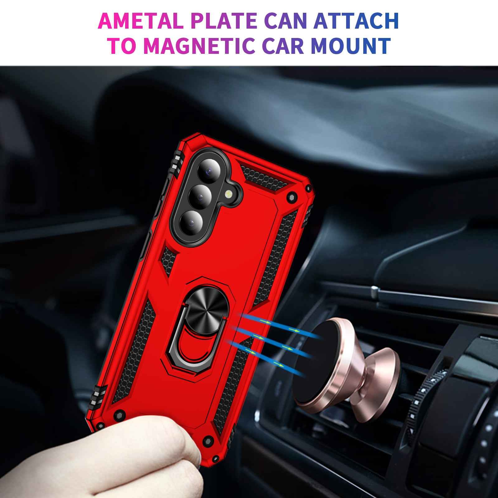 For Samsung Galaxy A57 5G Case PC + TPU Phone Cover with Kickstand - Red