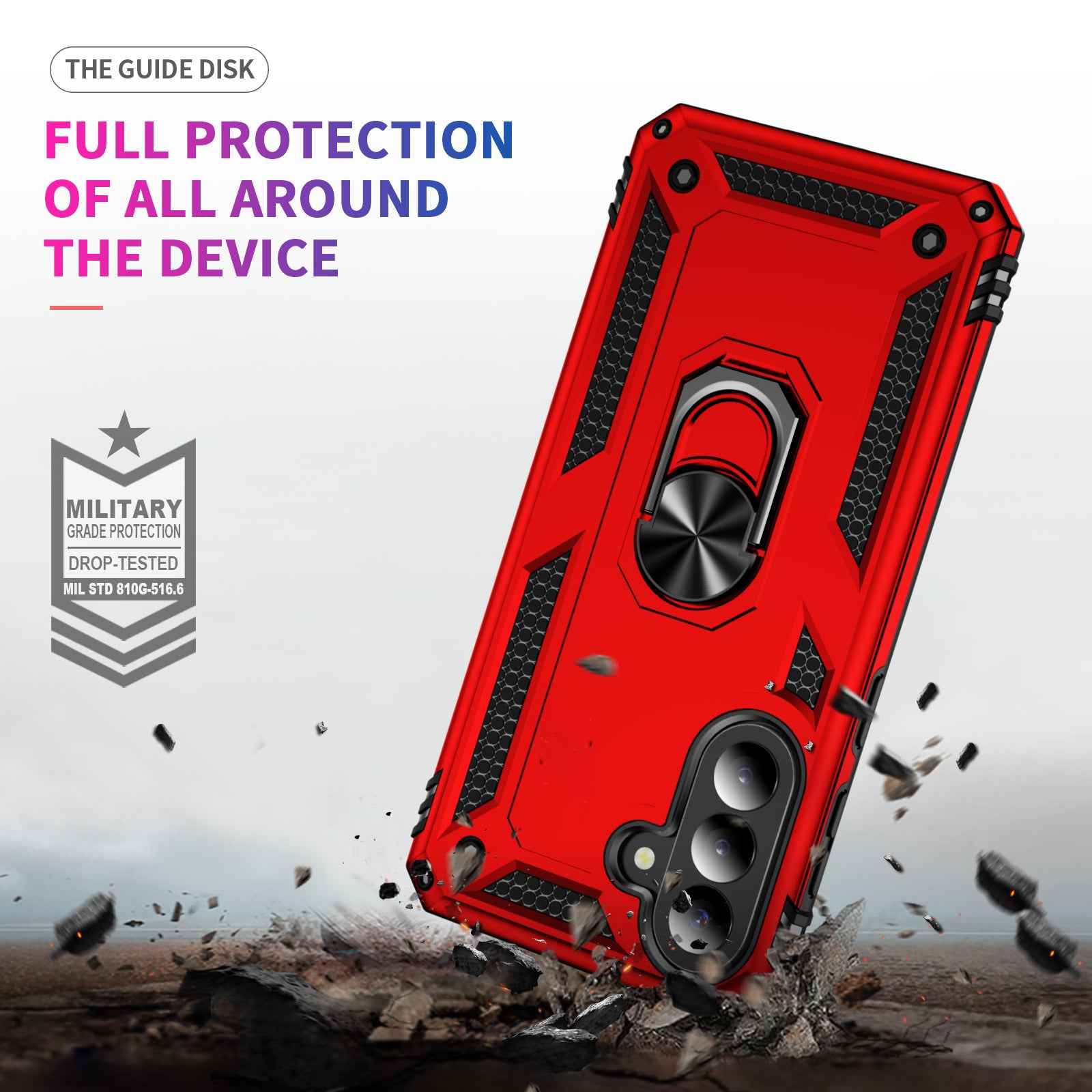 For Samsung Galaxy A57 5G Case PC + TPU Phone Cover with Kickstand - Red