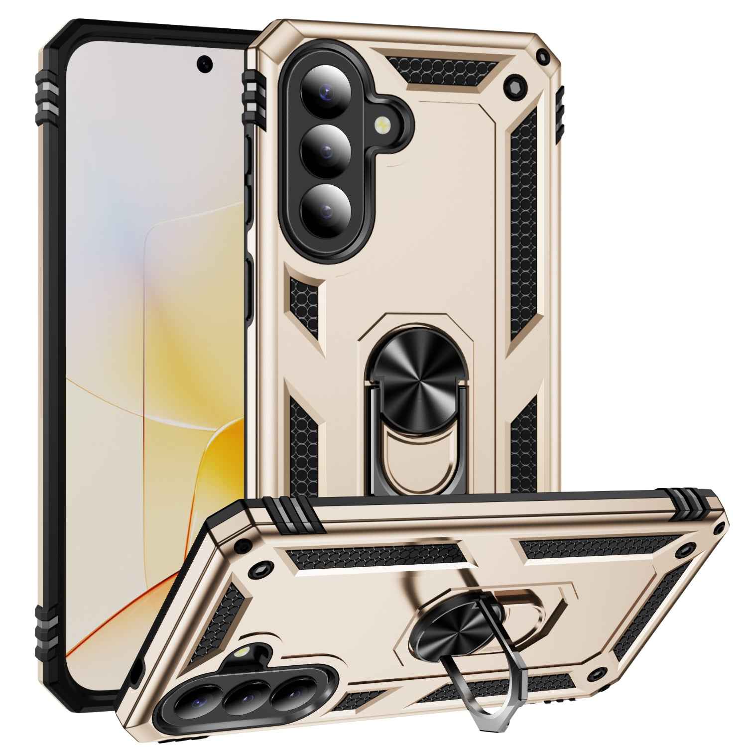 For Samsung Galaxy A57 5G Case PC + TPU Phone Cover with Kickstand - Gold