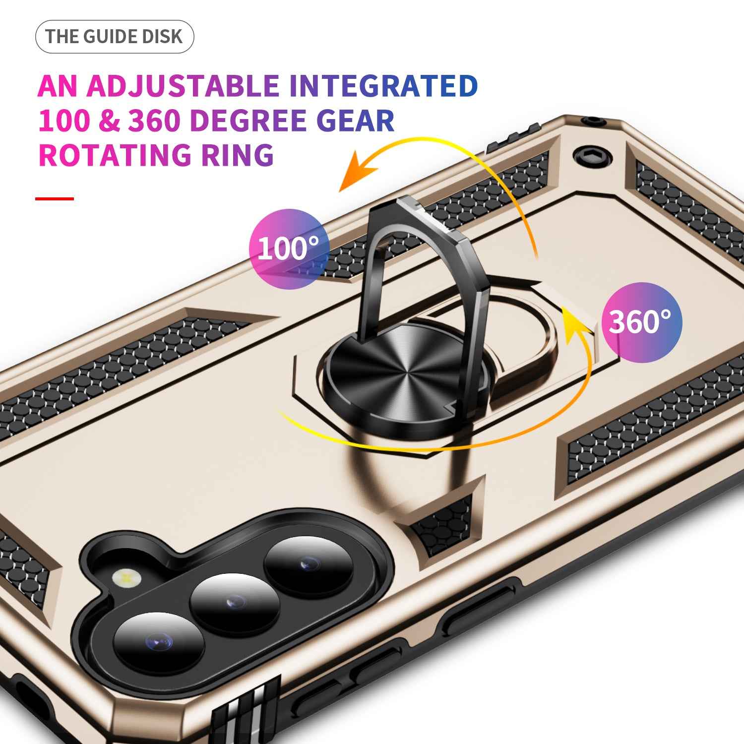 For Samsung Galaxy A57 5G Case PC + TPU Phone Cover with Kickstand - Gold
