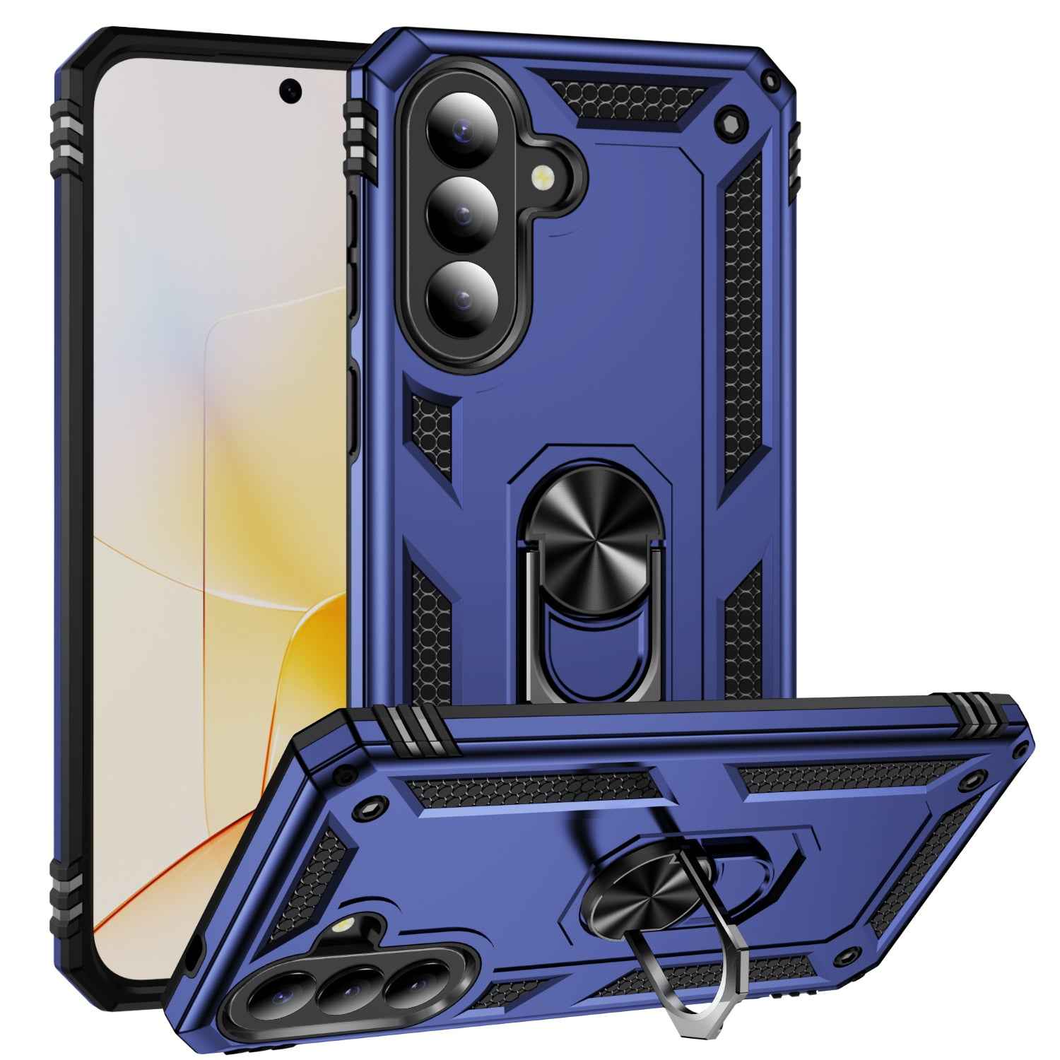 For Samsung Galaxy A57 5G Case PC + TPU Phone Cover with Kickstand - Blue