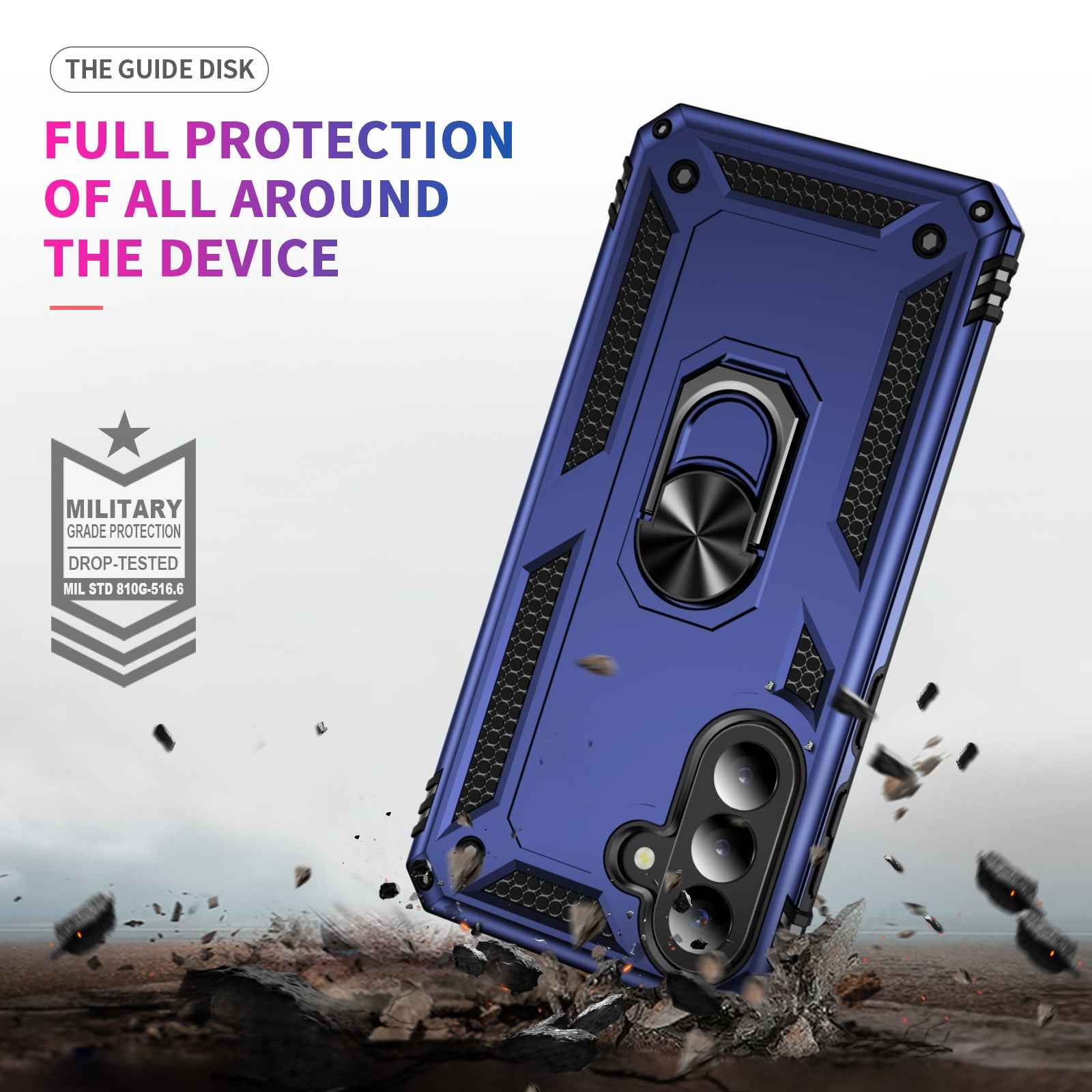 For Samsung Galaxy A57 5G Case PC + TPU Phone Cover with Kickstand - Blue