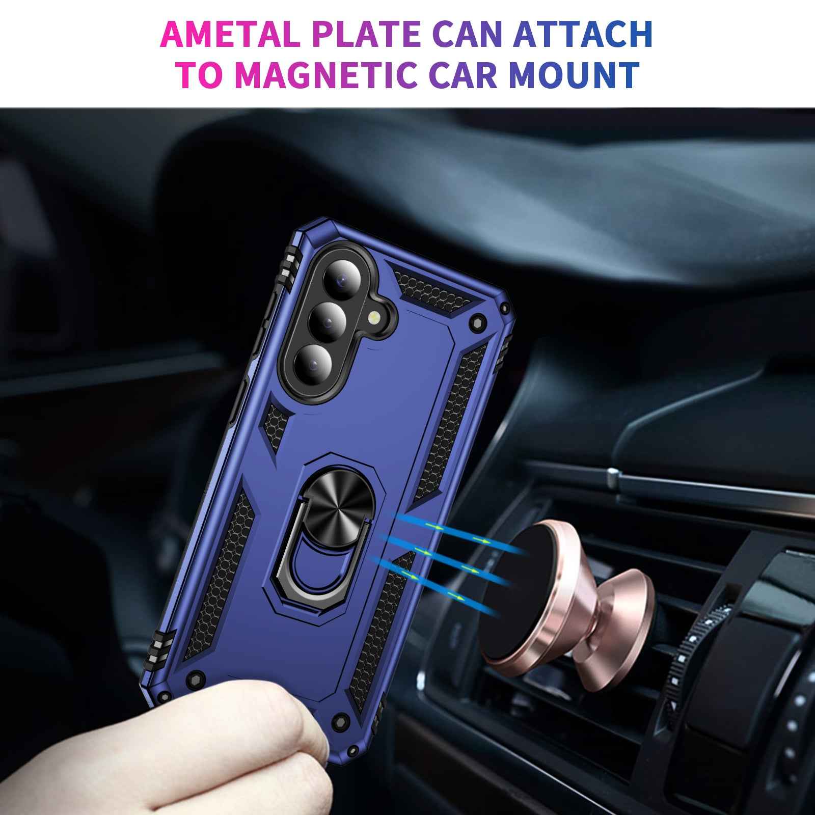 For Samsung Galaxy A57 5G Case PC + TPU Phone Cover with Kickstand - Blue