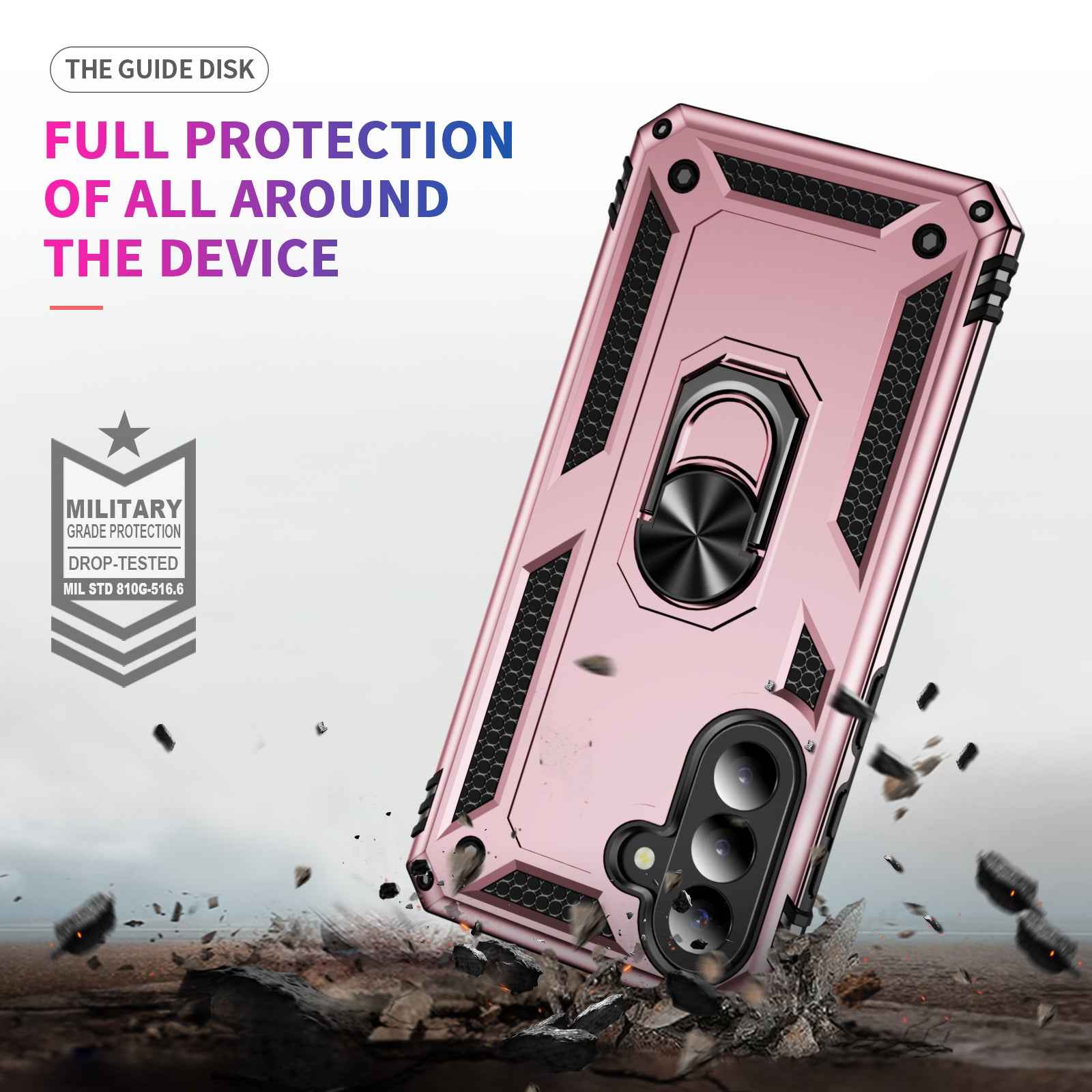 For Samsung Galaxy A57 5G Case PC + TPU Phone Cover with Kickstand - Rose Gold