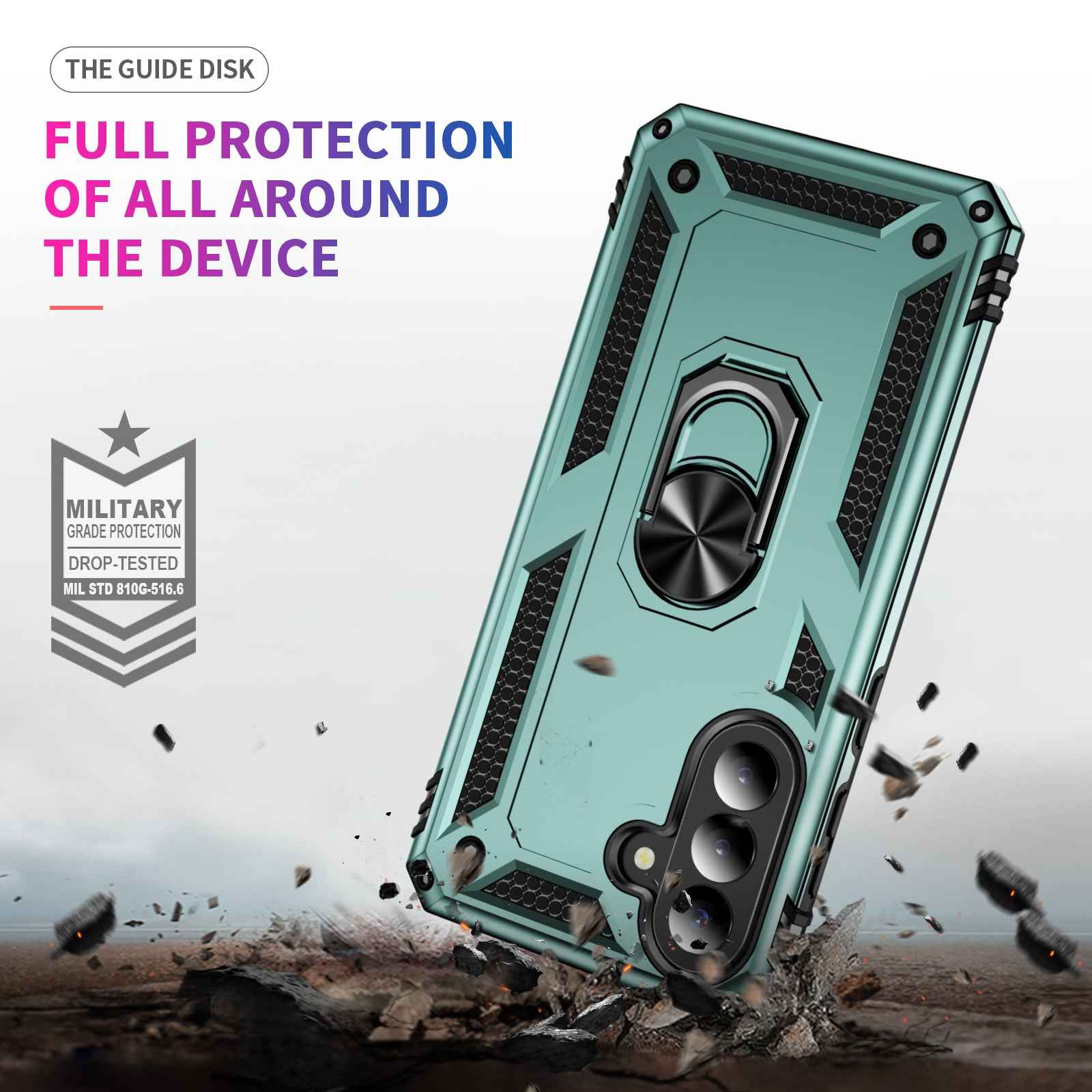 For Samsung Galaxy A57 5G Case PC + TPU Phone Cover with Kickstand - Blackish Green