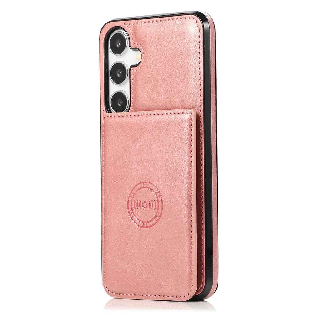 For Samsung Galaxy A57 5G Case Card Holder Kickstand PU Leather + TPU Phone Cover - Rose Gold