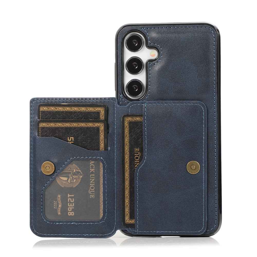 For Samsung Galaxy A57 5G Case Card Holder Kickstand PU Leather + TPU Phone Cover - Blue