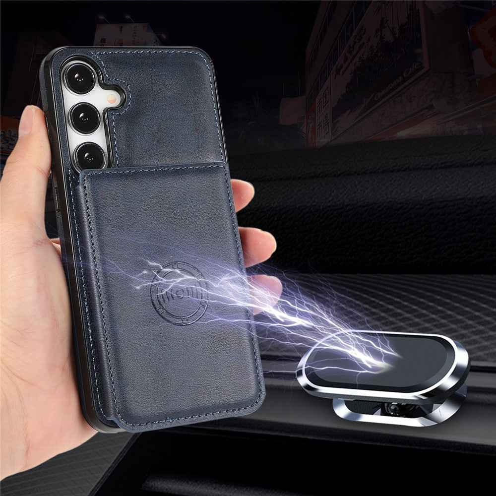 For Samsung Galaxy A57 5G Case Card Holder Kickstand PU Leather + TPU Phone Cover - Blue