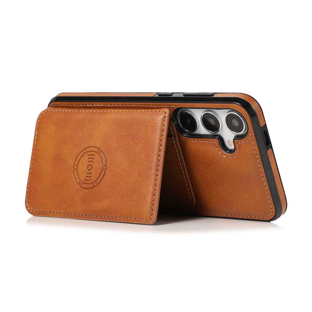 For Samsung Galaxy A57 5G Case Card Holder Kickstand PU Leather + TPU Phone Cover - Brown