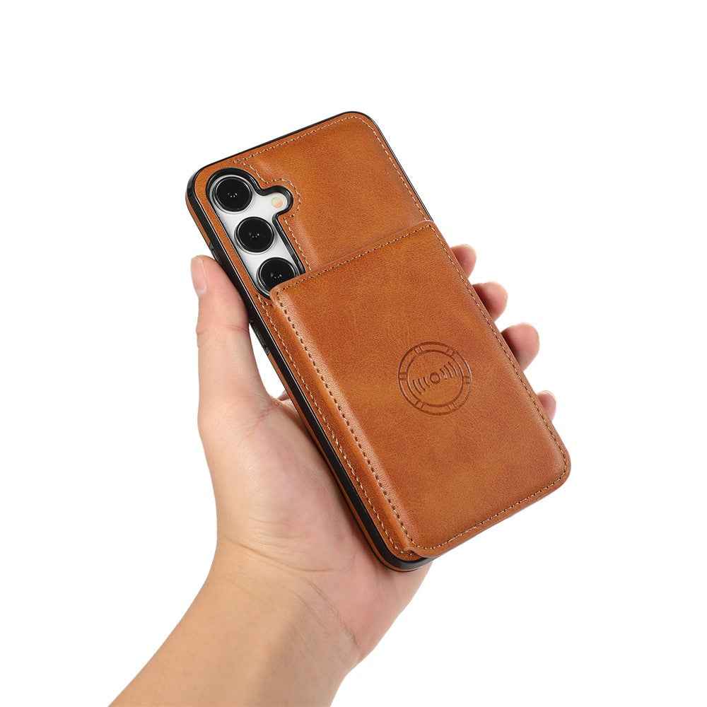 For Samsung Galaxy A57 5G Case Card Holder Kickstand PU Leather + TPU Phone Cover - Brown
