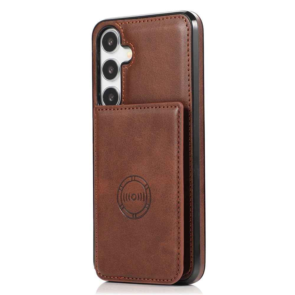 For Samsung Galaxy A57 5G Case Card Holder Kickstand PU Leather + TPU Phone Cover - Coffee