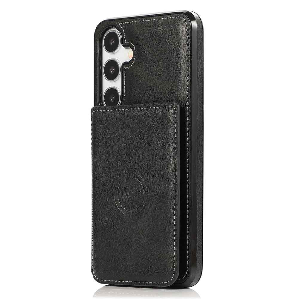 For Samsung Galaxy A57 5G Case Card Holder Kickstand PU Leather + TPU Phone Cover - Black