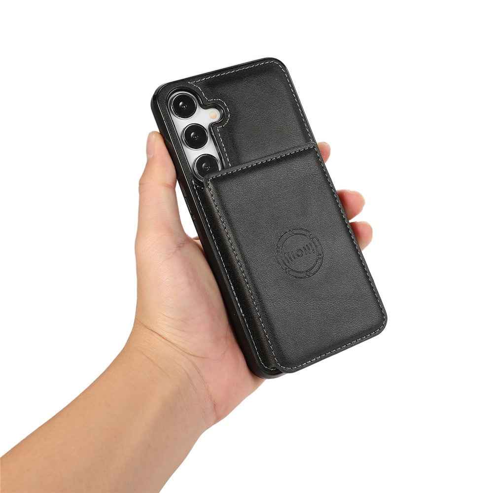 For Samsung Galaxy A57 5G Case Card Holder Kickstand PU Leather + TPU Phone Cover - Black