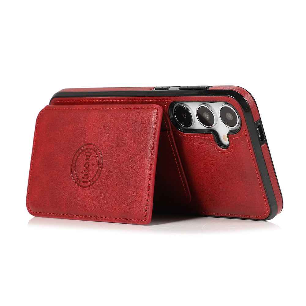 For Samsung Galaxy A57 5G Case Card Holder Kickstand PU Leather + TPU Phone Cover - Red