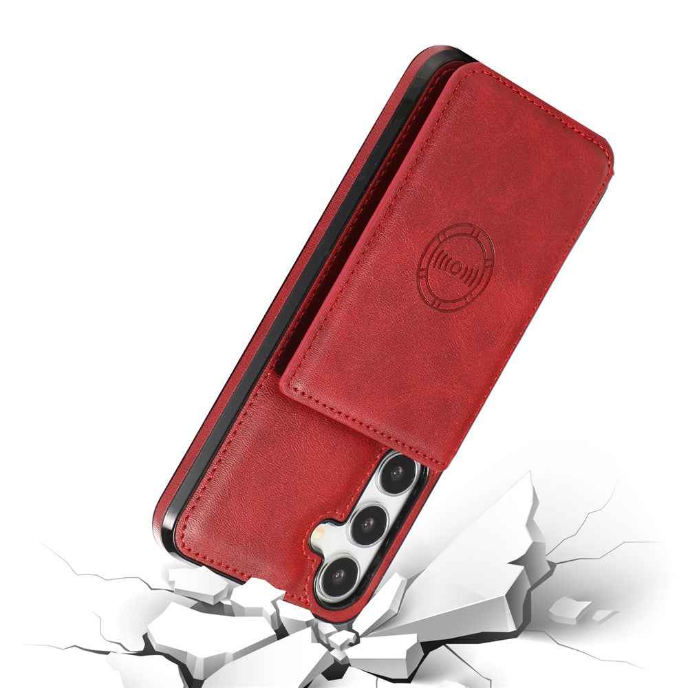 For Samsung Galaxy A57 5G Case Card Holder Kickstand PU Leather + TPU Phone Cover - Red