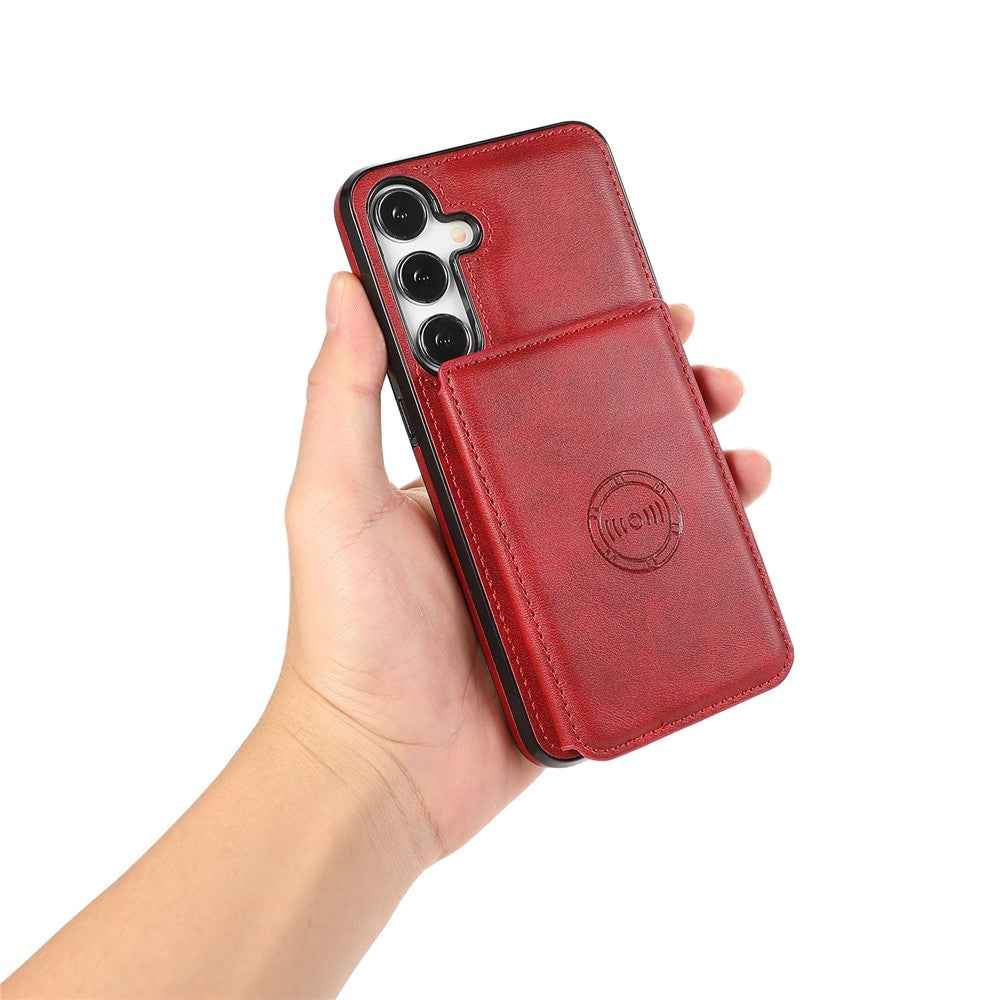 For Samsung Galaxy A57 5G Case Card Holder Kickstand PU Leather + TPU Phone Cover - Red