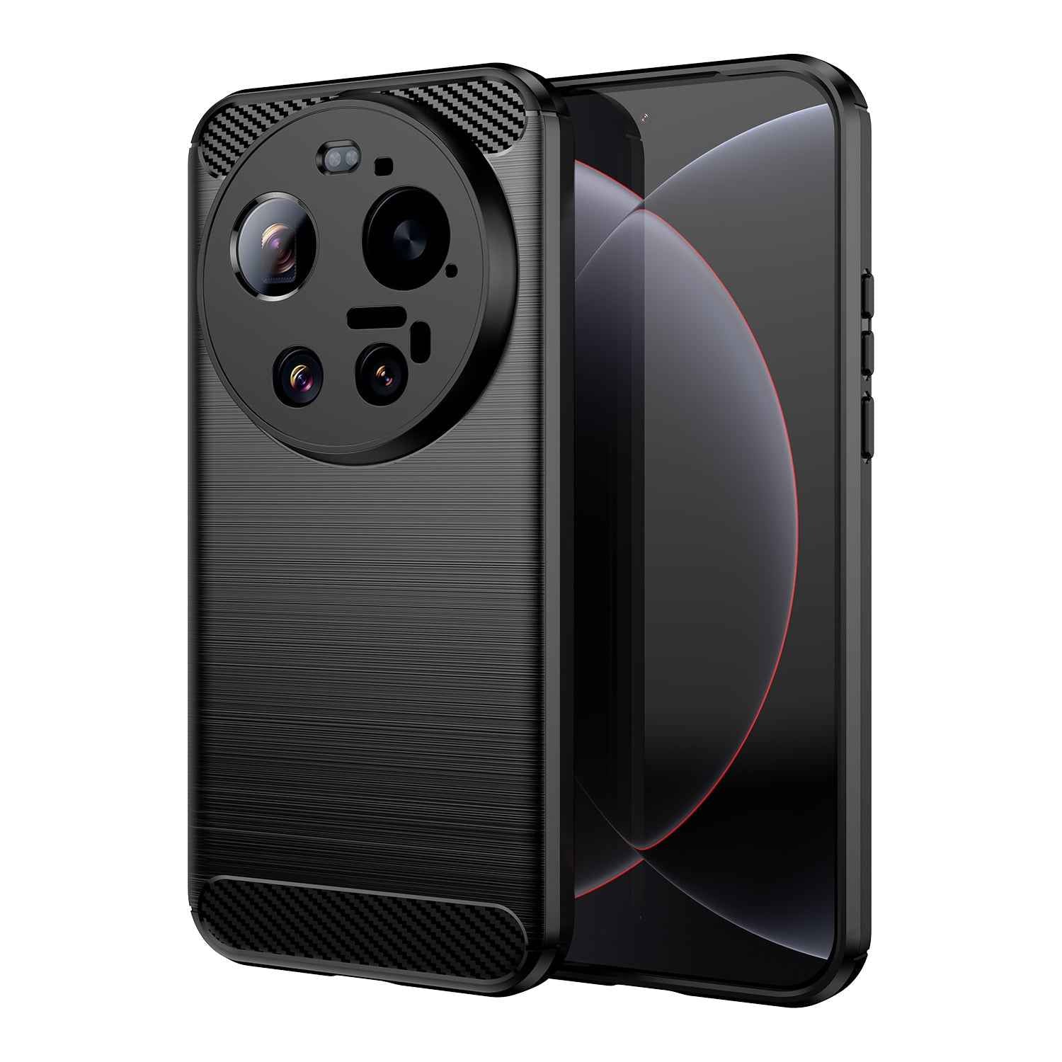 For Xiaomi 17 Ultra 5G Case with Tempered Glass WANLONFENG LS Series Brushed Texture TPU Phone Cover - Black