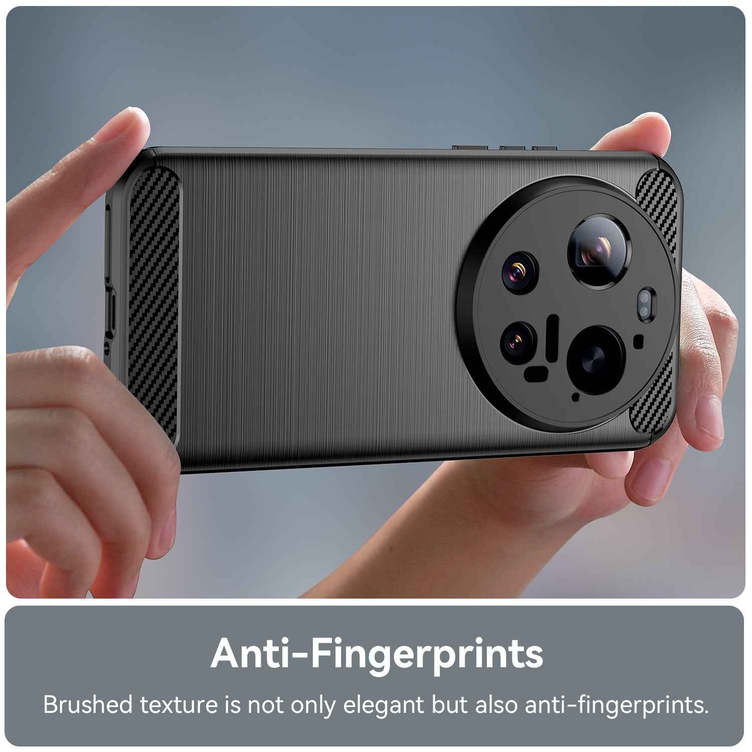 For Xiaomi 17 Ultra 5G Case with Tempered Glass WANLONFENG LS Series Brushed Texture TPU Phone Cover - Black