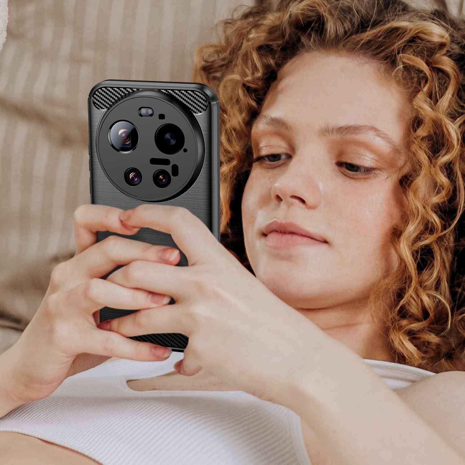 For Xiaomi 17 Ultra 5G Case with Tempered Glass WANLONFENG LS Series Brushed Texture TPU Phone Cover - Black
