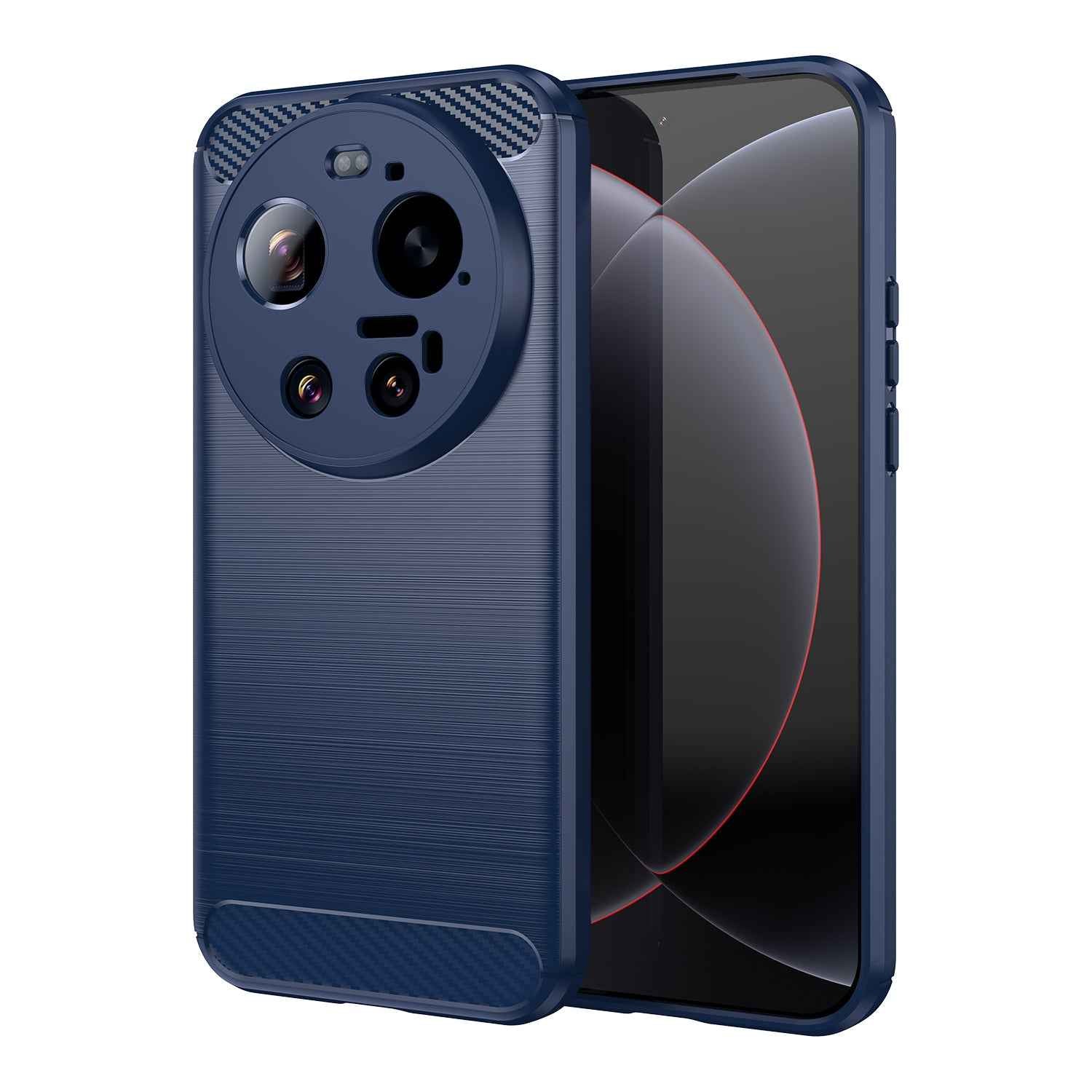 For Xiaomi 17 Ultra 5G Case with Tempered Glass WANLONFENG LS Series Brushed Texture TPU Phone Cover - Blue