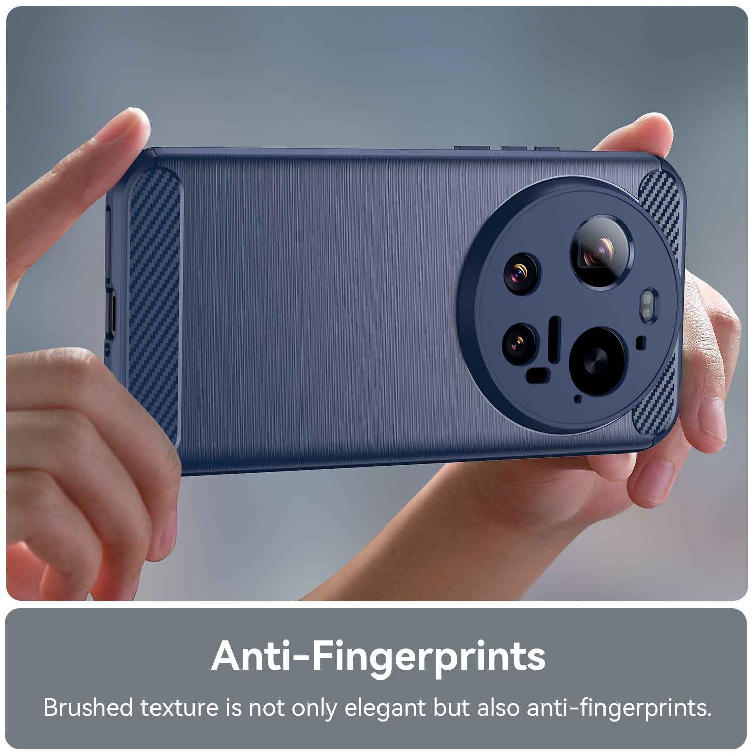 For Xiaomi 17 Ultra 5G Case with Tempered Glass WANLONFENG LS Series Brushed Texture TPU Phone Cover - Blue