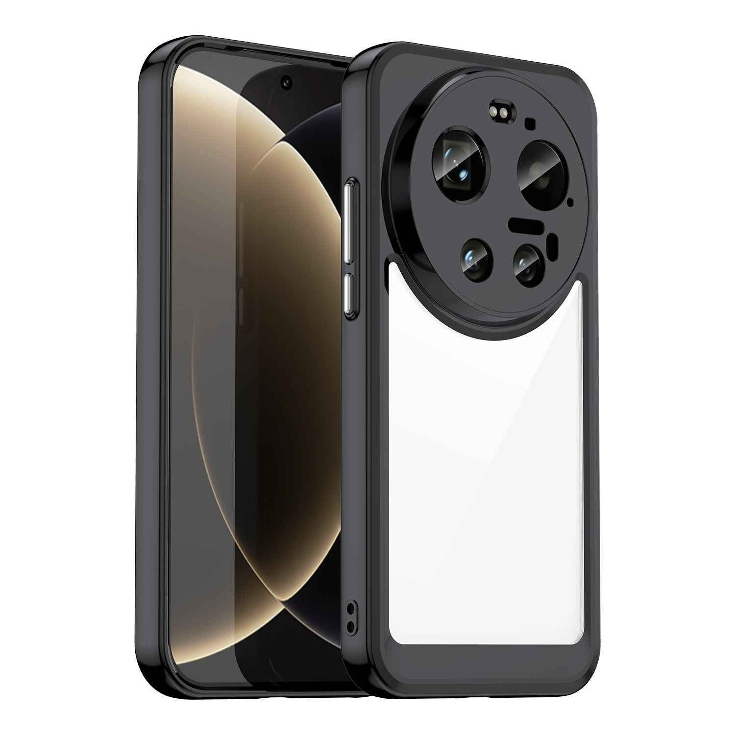 For Xiaomi 17 Ultra 5G Back Cover WANLONFENG XC Series TPU Acrylic Phone Case with Tempered Glass Film - Black