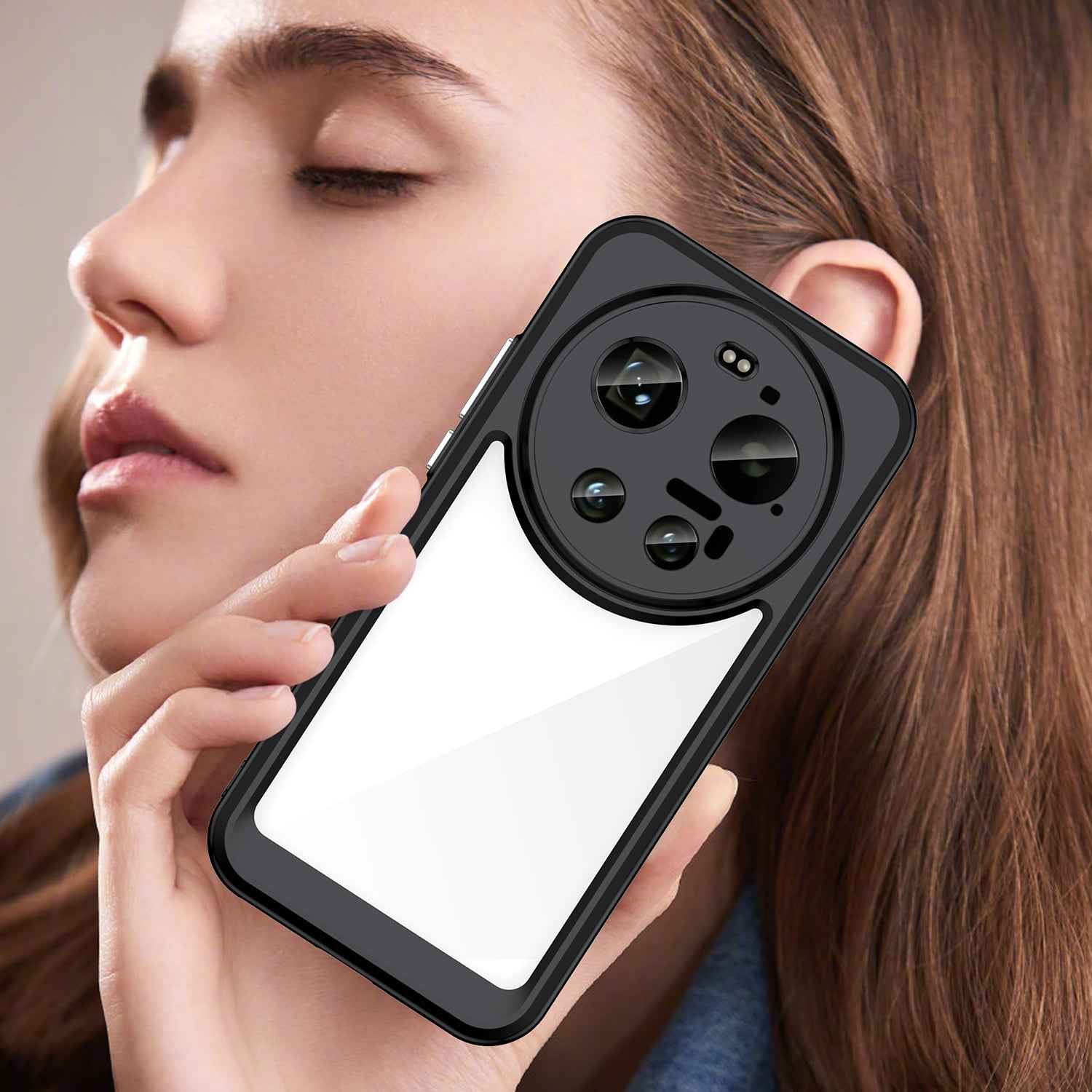 For Xiaomi 17 Ultra 5G Back Cover WANLONFENG XC Series TPU Acrylic Phone Case with Tempered Glass Film - Black