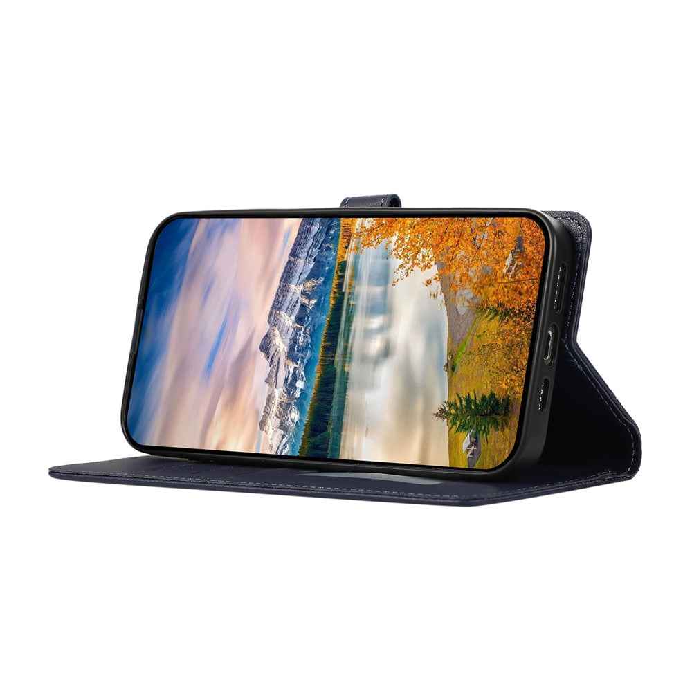For Samsung Galaxy A57 5G Case 3D Rhombus Grid Imprinted Wallet Leather Phone Cover with Lanyard - Blue