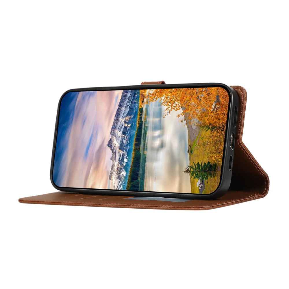 For Samsung Galaxy A57 5G Case 3D Rhombus Grid Imprinted Wallet Leather Phone Cover with Lanyard - Brown