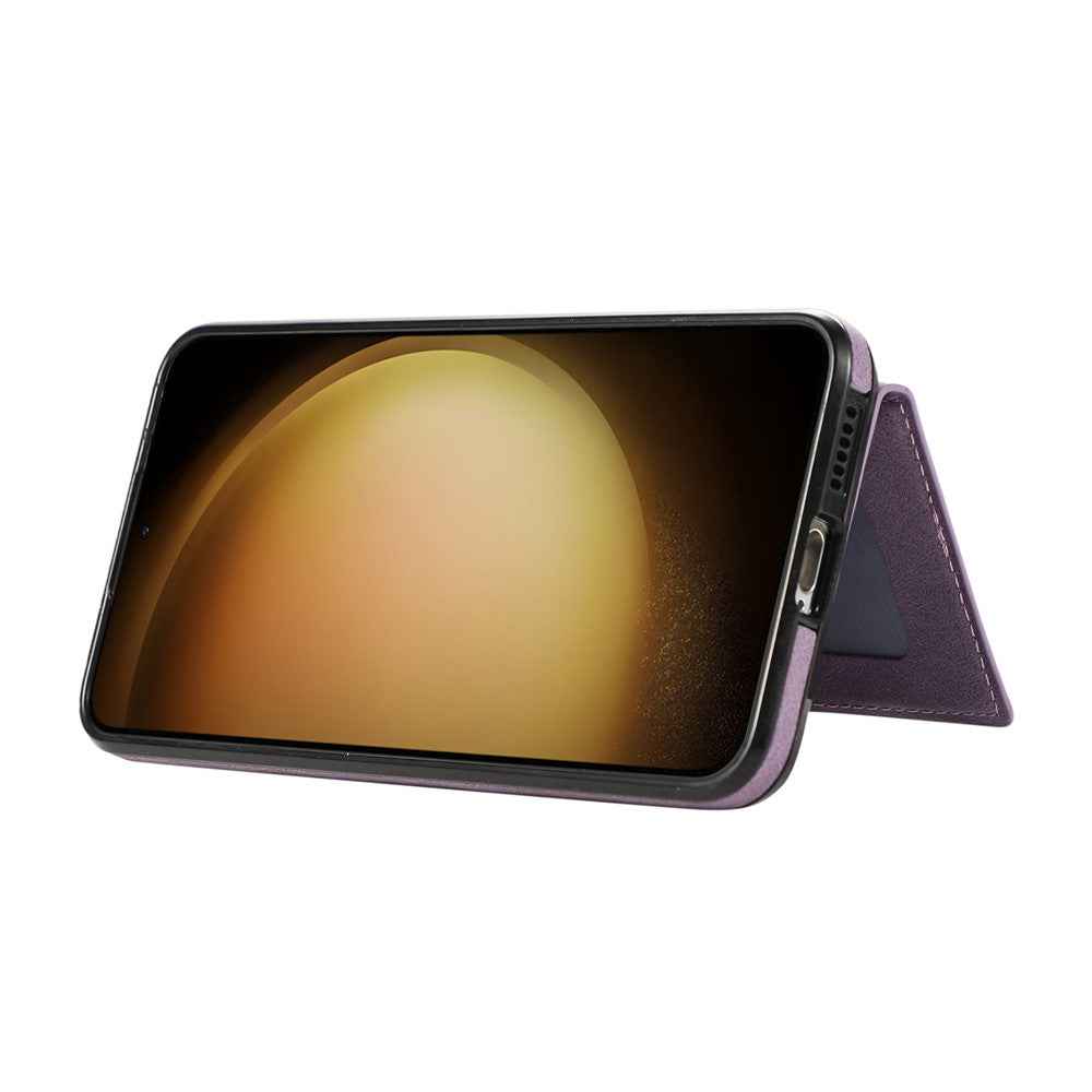 For Samsung Galaxy A57 5G Kickstand Phone Case TPU+PU Leather Shoulder Phone Bag - Purple