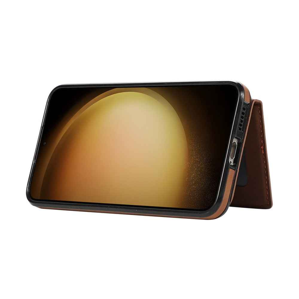 For Samsung Galaxy A57 5G Case Rhombus Grid TPU PU Leather PC Phone Cover with Card Holder Kickstand - Brown