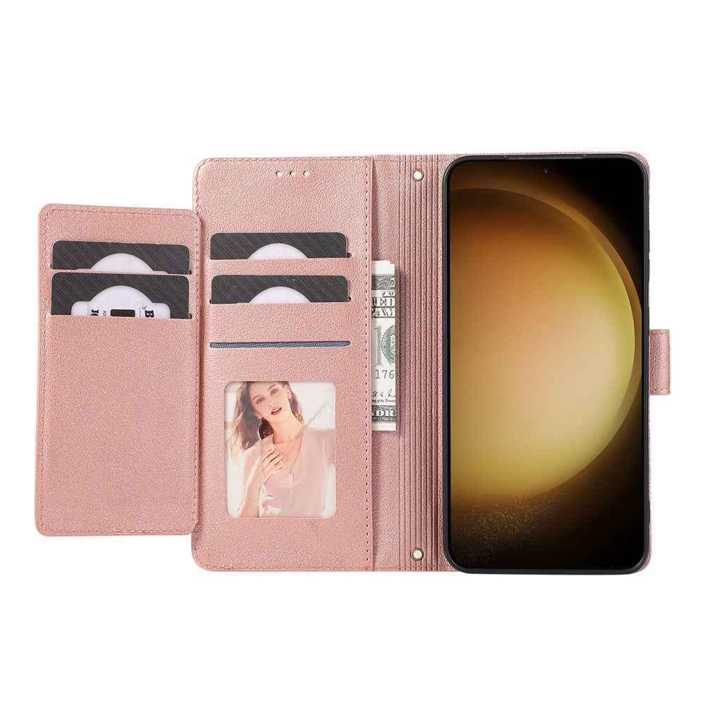 For Samsung Galaxy A57 5G Case TPU PU Leather Folio Flip Shockproof Phone Cover with Mirror - Rose Gold