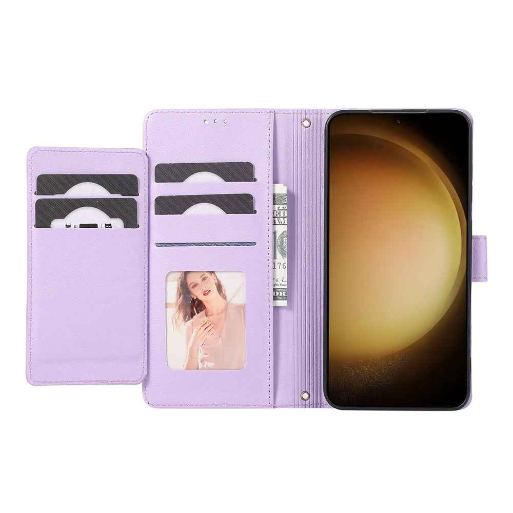For Samsung Galaxy A57 5G Case TPU PU Leather Folio Flip Shockproof Phone Cover with Mirror - Purple