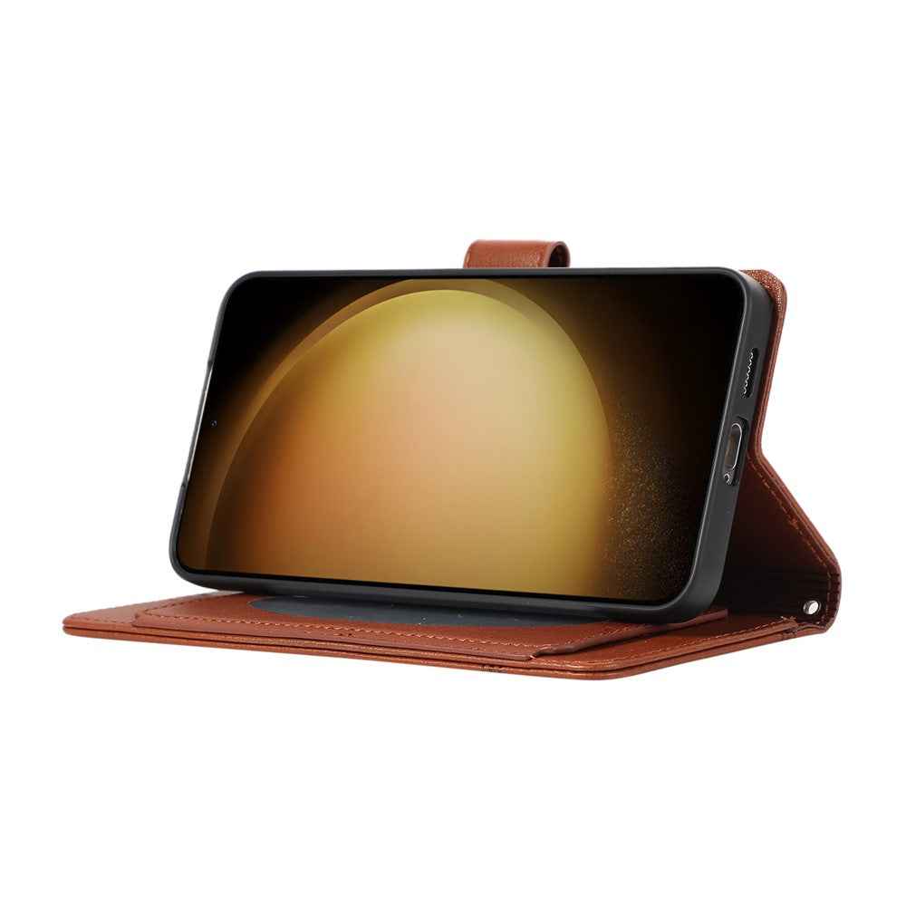 For Samsung Galaxy A57 5G Case TPU PU Leather Folio Flip Shockproof Phone Cover with Mirror - Brown