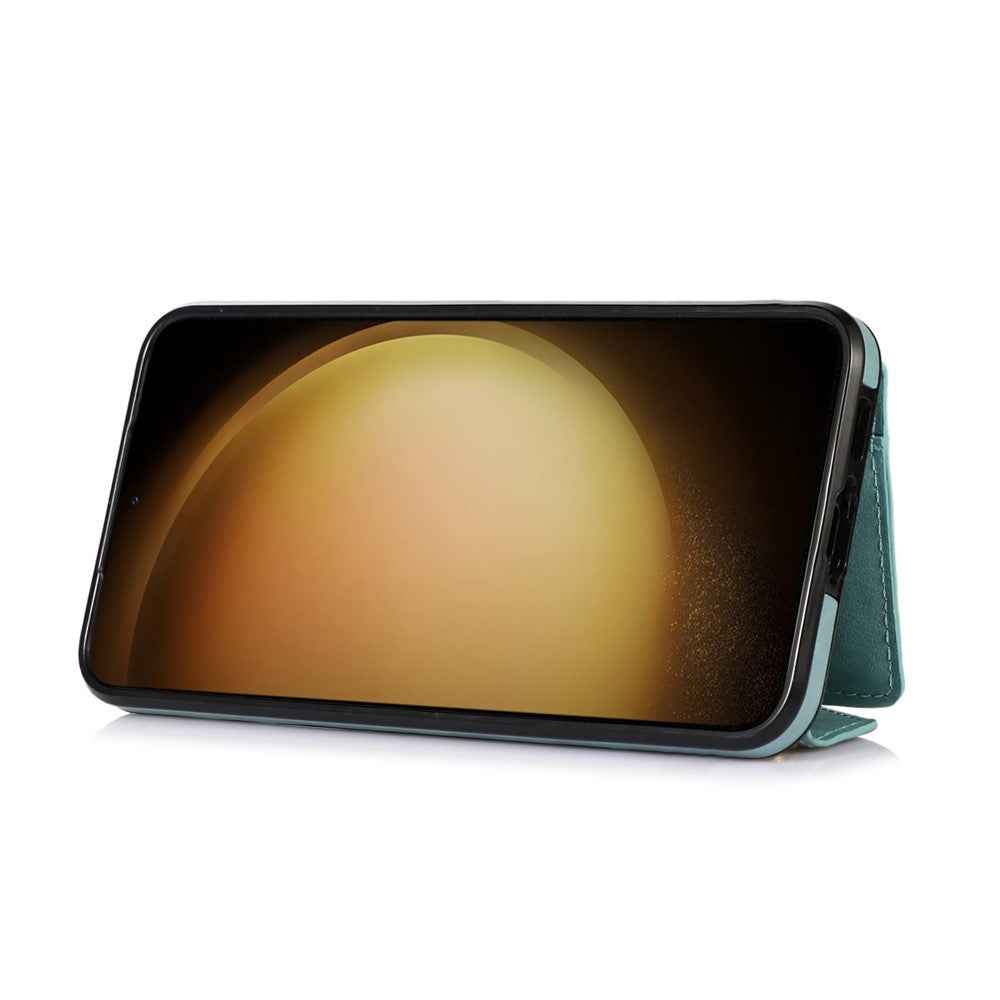 For Samsung Galaxy A57 5G Cell Phone Case Triangle Lid Card Bag Leather + TPU Cover with Long Strap - Green