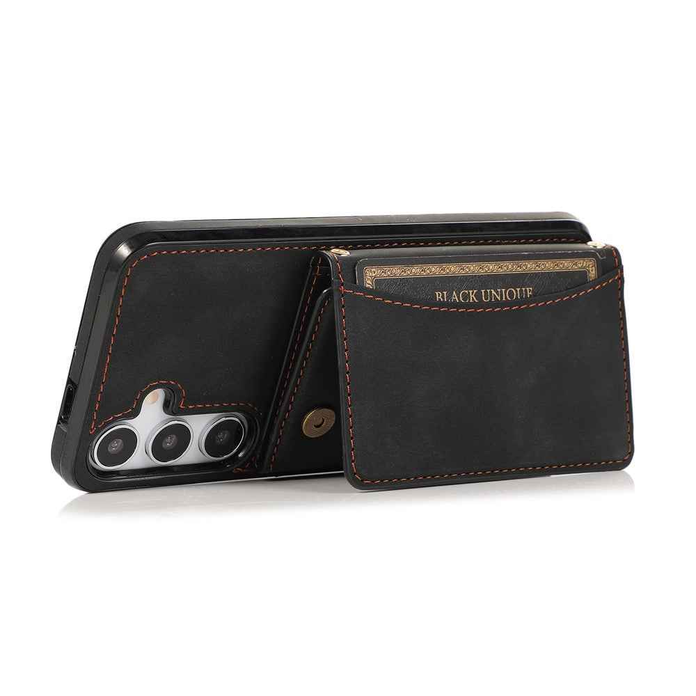 For Samsung Galaxy A57 5G Phone Case Tri-Fold Wallet Kickstand PU Leather + TPU Back Cover - Black