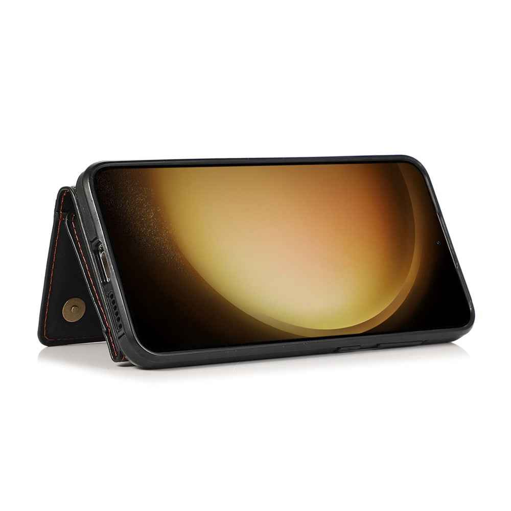 For Samsung Galaxy A57 5G Phone Case Tri-Fold Wallet Kickstand PU Leather + TPU Back Cover - Black
