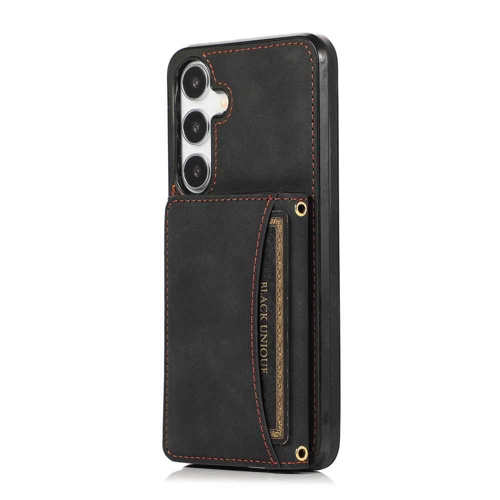 For Samsung Galaxy A57 5G Phone Case Tri-Fold Wallet Kickstand PU Leather + TPU Back Cover - Black